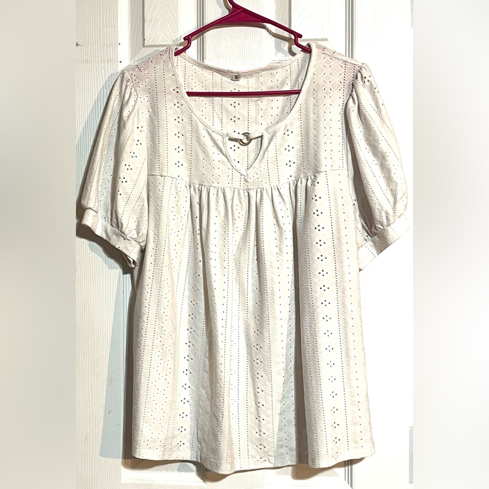 Chic Cream Eyelet Blouse